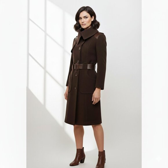 Elegant Brown Women's Coat - Picture 1 of 16